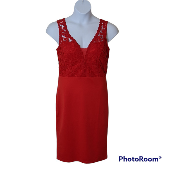 Grace Karen Red Sheath Knee Length Dress Size L NWT - Picture 1 of 2